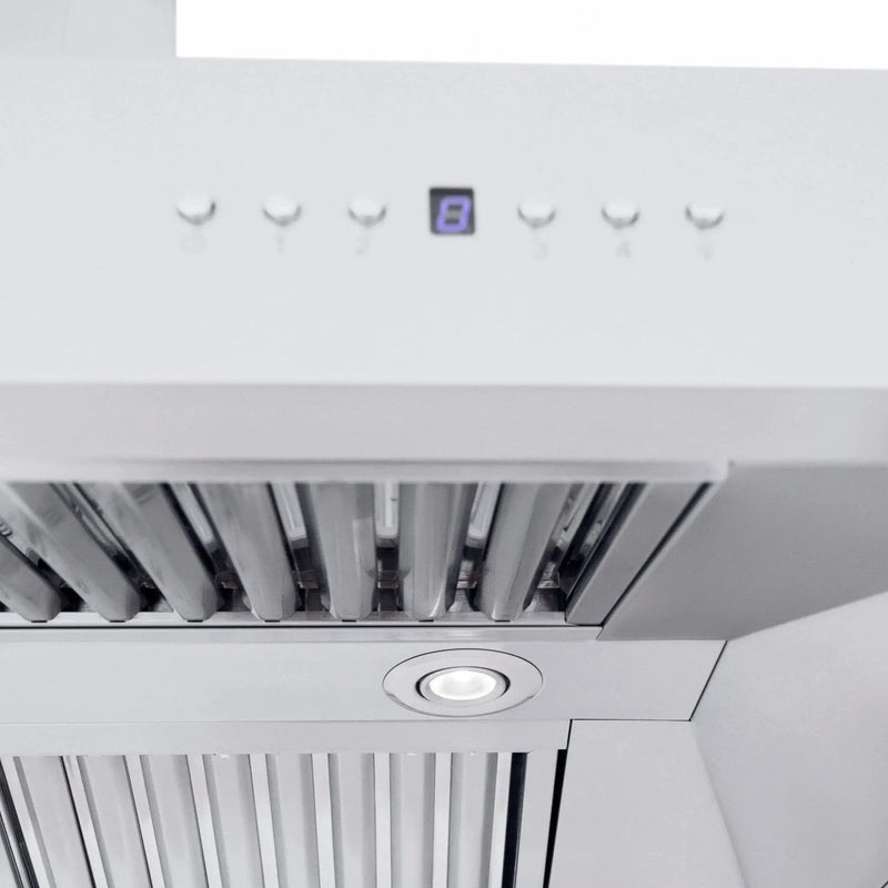 ZLINE Professional Convertible Vent Wall Mount Range Hood in Stainless Steel with Crown Molding 667CRN-48 by Farmhouse Kitchen and Bath