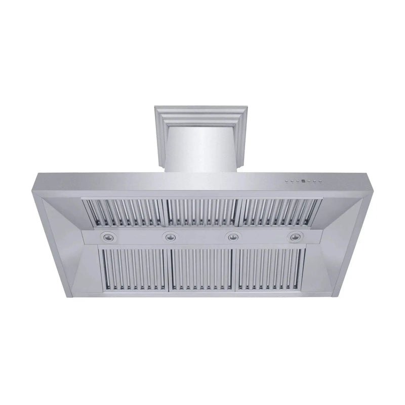 ZLINE Professional Convertible Vent Wall Mount Range Hood in Stainless Steel with Crown Molding 667CRN-48 by Farmhouse Kitchen and Bath