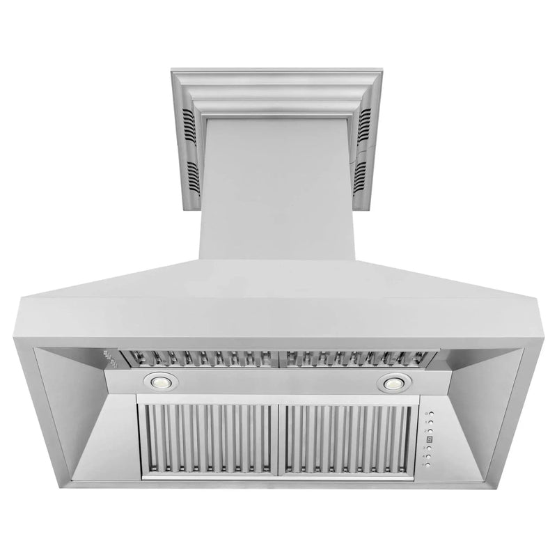 ZLINE Professional Island Mount Range Hood in Stainless Steel with Built-in CrownSound® Bluetooth Speakers 597iCRN-BT-36 by Farmhouse Kitchen and Bath