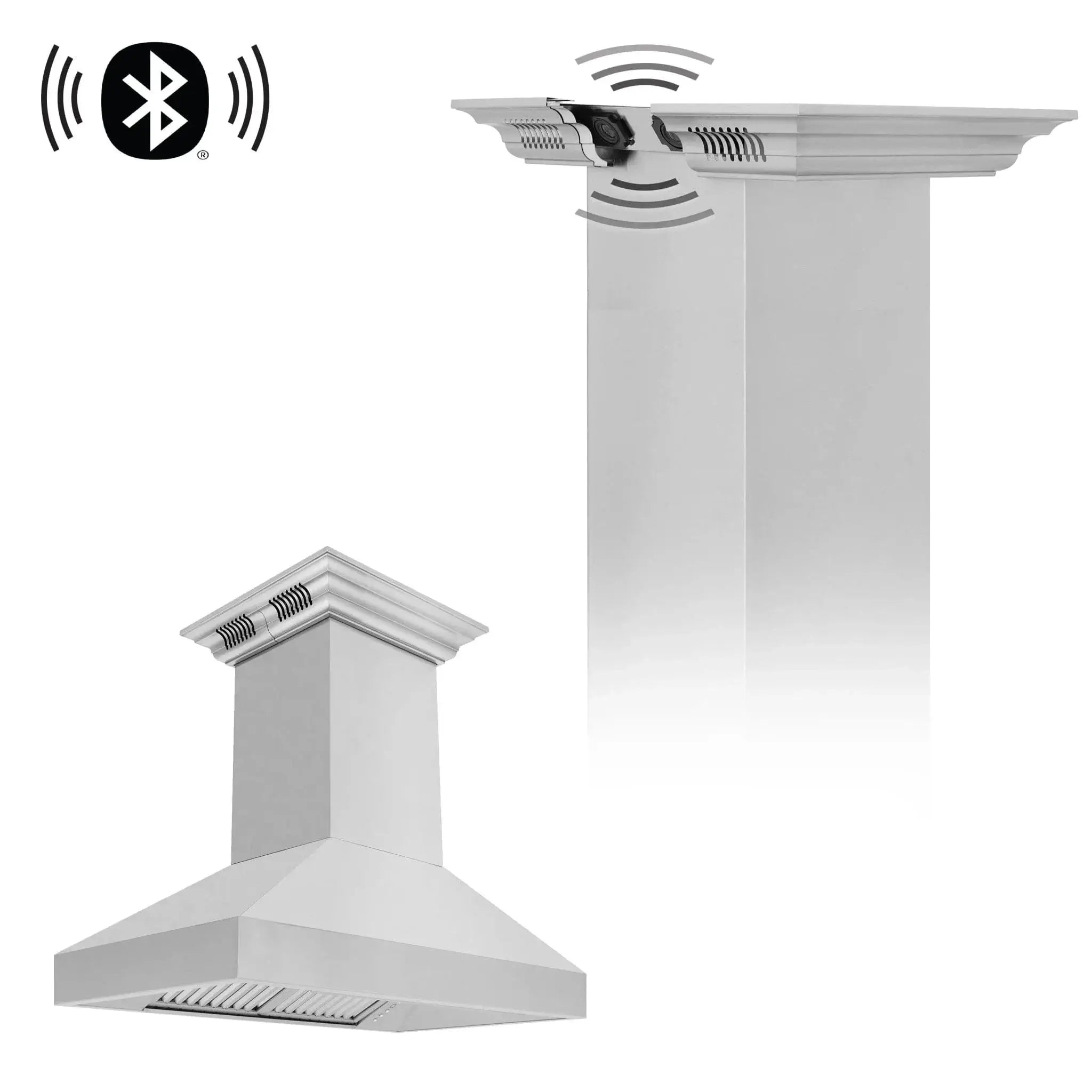 ZLINE Professional Island Mount Range Hood in Stainless Steel with Built-in CrownSound® Bluetooth Speakers 597iCRN-BT-36 by Farmhouse Kitchen and Bath