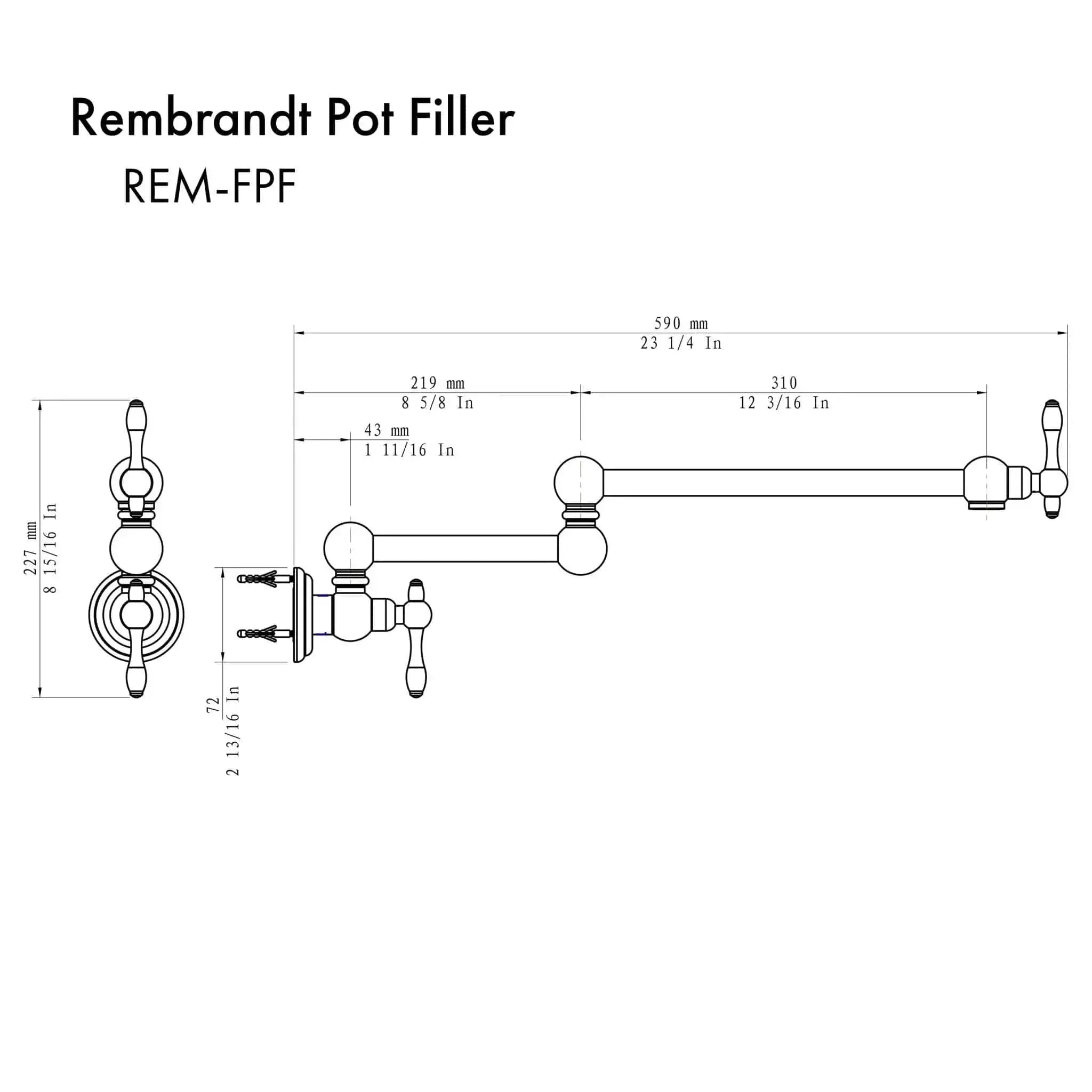ZLINE Rembrandt Pot Filler REM-FPF-CH by Farmhouse Kitchen and Bath