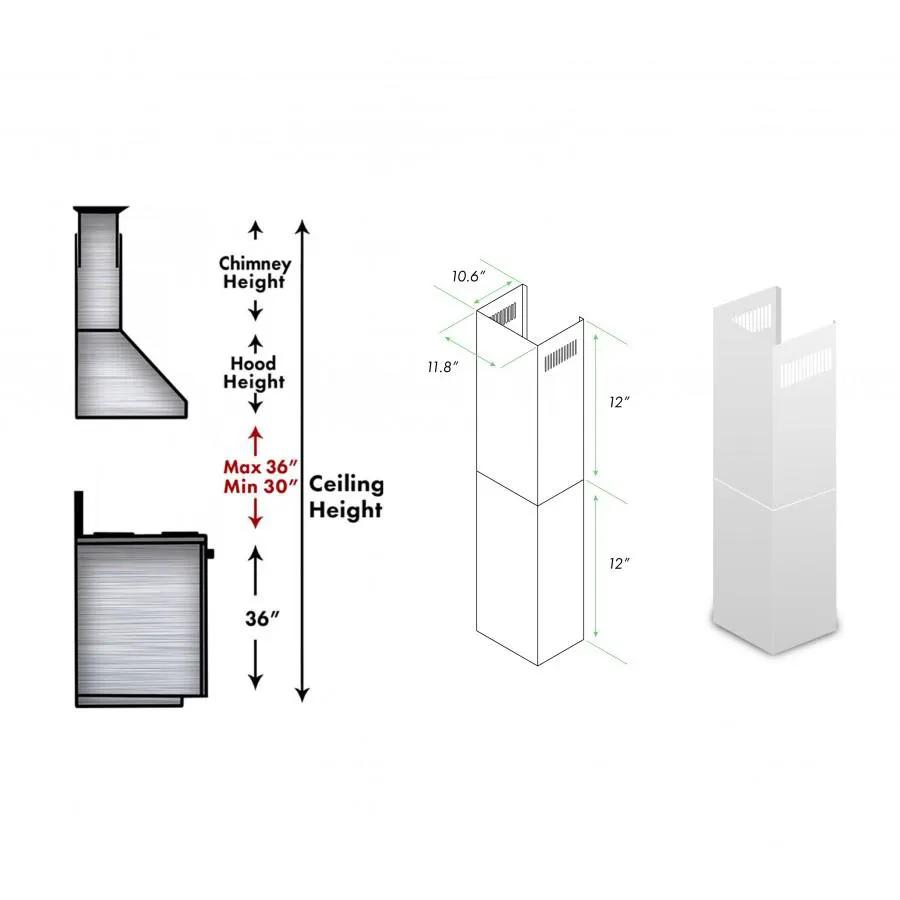 ZLINE Short Chimney Pieces for 7'-8' Ceilings, SK-696-304 by Farmhouse Kitchen and Bath