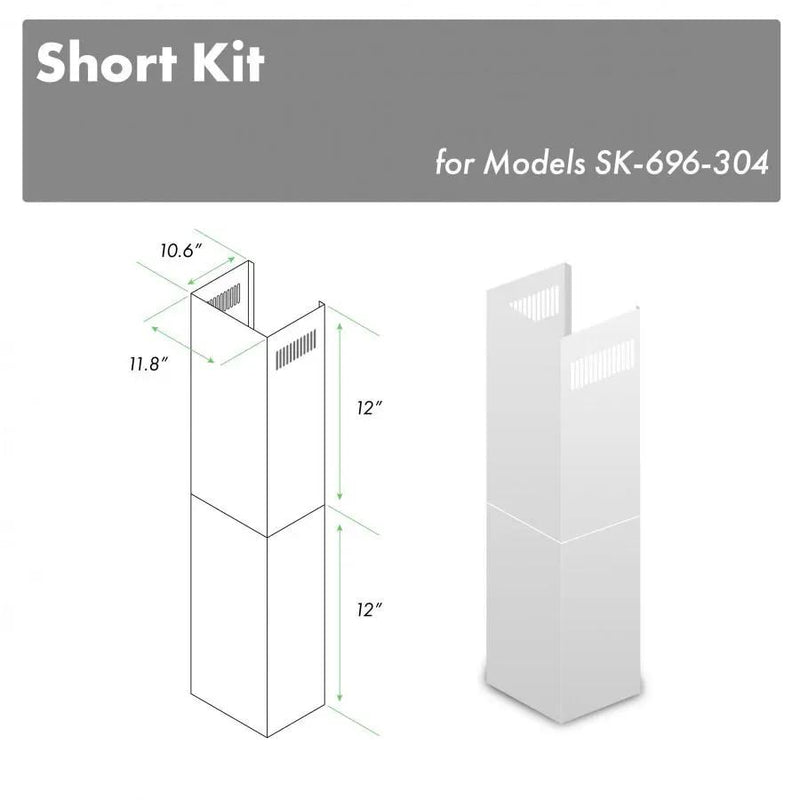 ZLINE Short Chimney Pieces for 7'-8' Ceilings, SK-696-304 by Farmhouse Kitchen and Bath