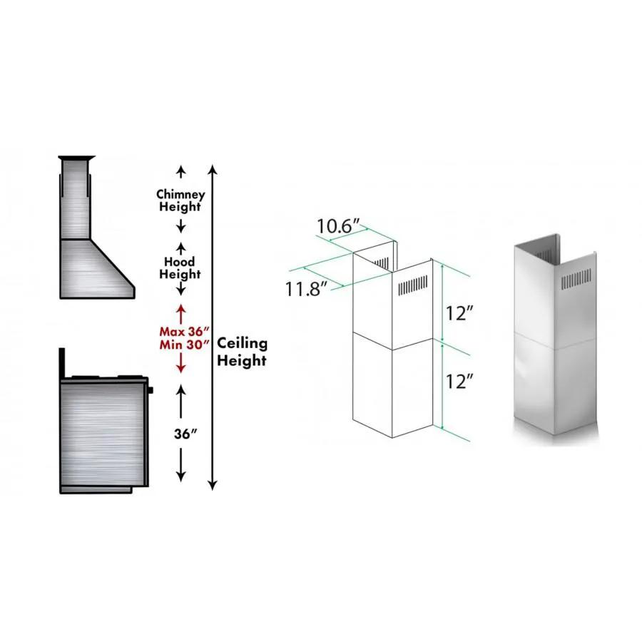 ZLINE Short Kit for 8' Ceilings-Outdoor Wall, SK-667/697-304 by Farmhouse Kitchen and Bath