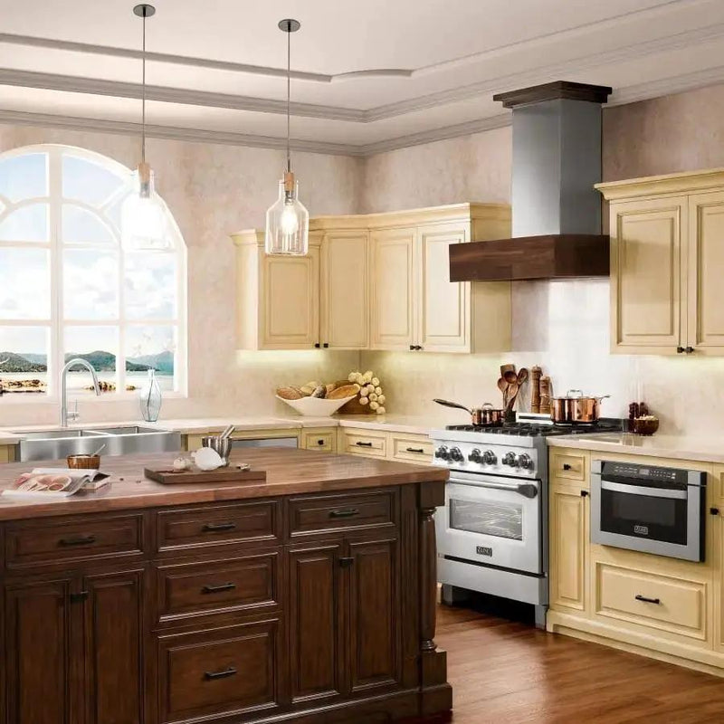 ZLINE 30" Wooden Wall Mount Range Hood Butcher Block, 681W-30 by Farmhouse Kitchen and Bath