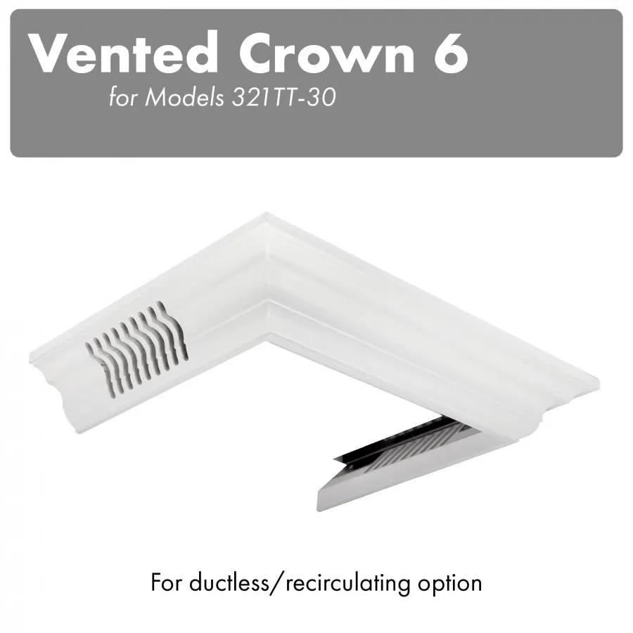 ZLINE Vented Crown Molding Profile 6 for Wall Mount Range Hood CM6V-300T by Farmhouse Kitchen and Bath