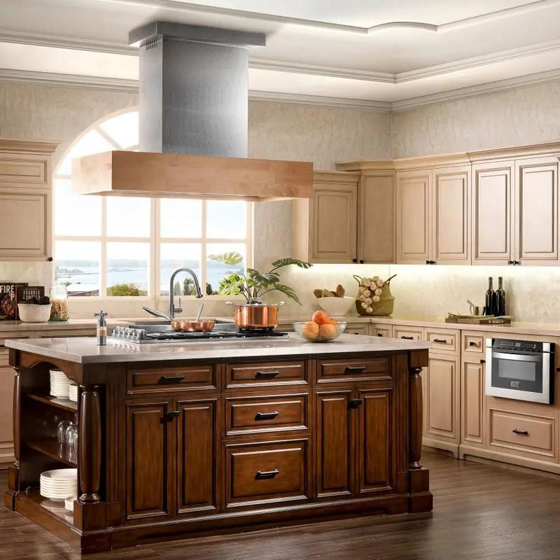 ZLINE 30" Remote Blower Wooden Island Range Hood, 681iM-RS-30-400 by Farmhouse Kitchen and Bath