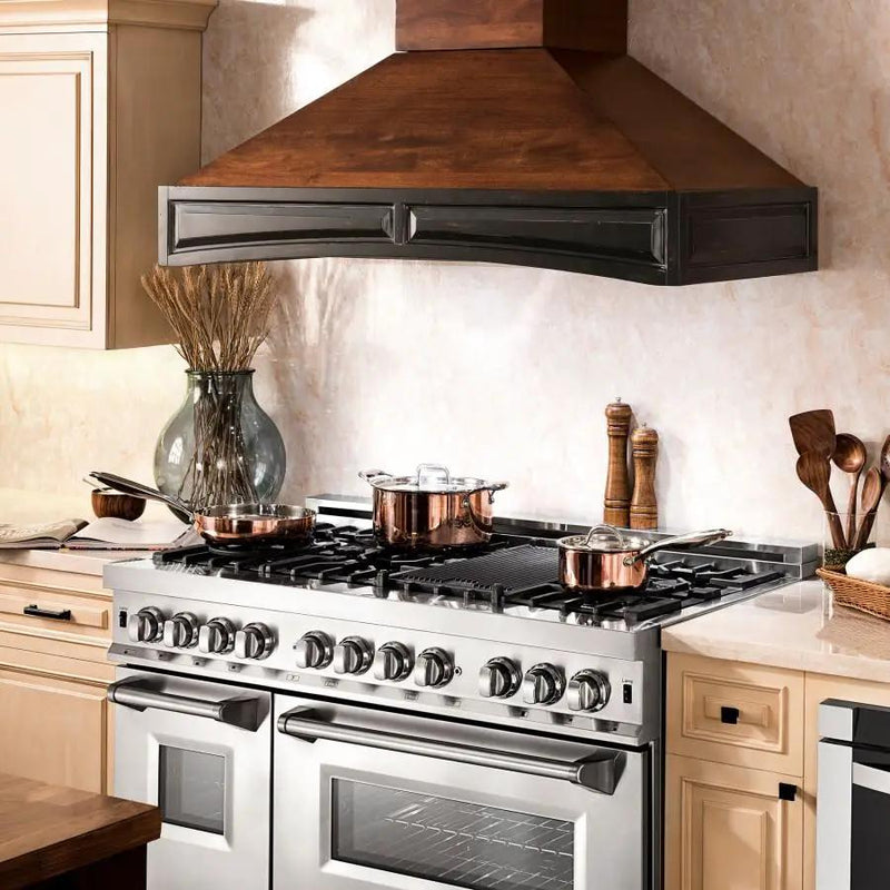 ZLINE 42" Wooden Wall Mount Range Hood, Antigua and Walnut, 321AR-RD-42 by Farmhouse Kitchen and Bath
