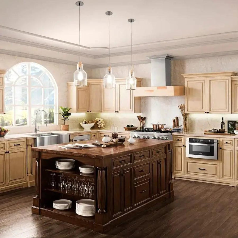 ZLINE 36" Wooden Wall Mount Range Hood, Butcher Block, 681M-36 by Farmhouse Kitchen and Bath