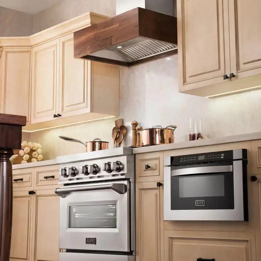 ZLINE 30" Wooden Wall Mount Range Hood Butcher Block, 681W-30 by Farmhouse Kitchen and Bath