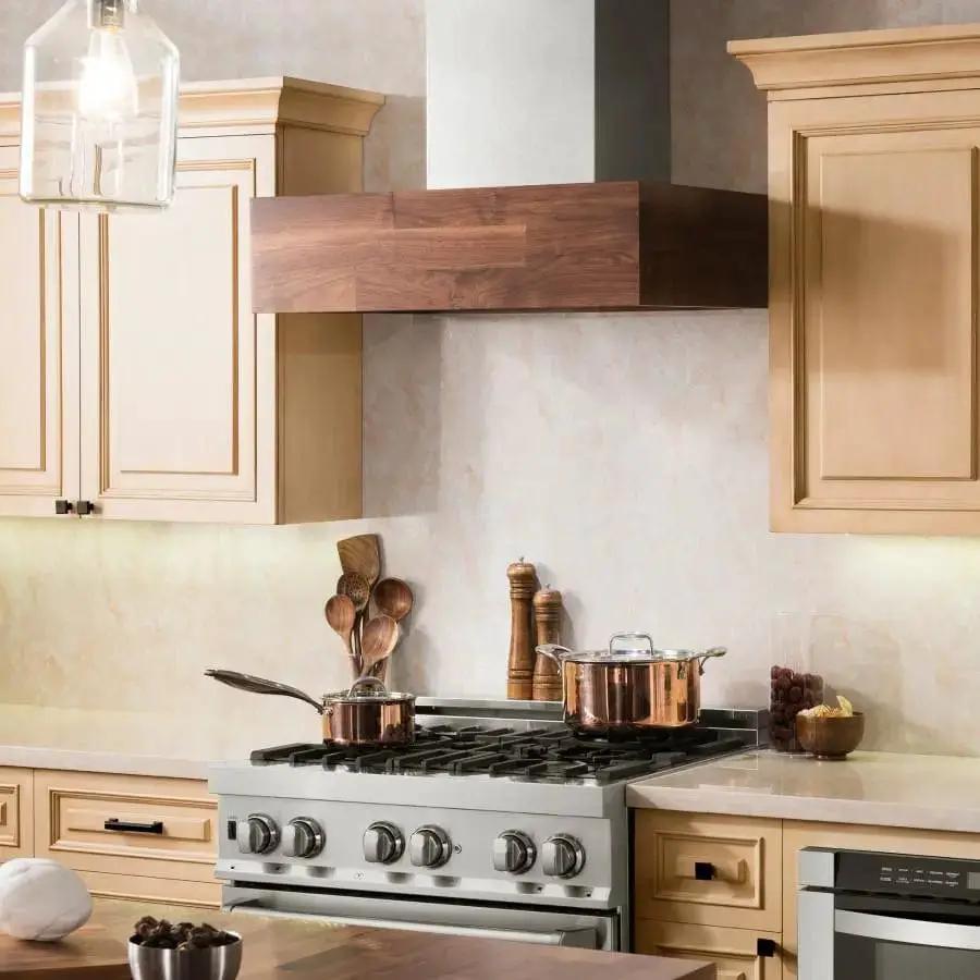 ZLINE 48" Wooden Wall Mount Range Hood Butcher Block, 681W-48 by Farmhouse Kitchen and Bath