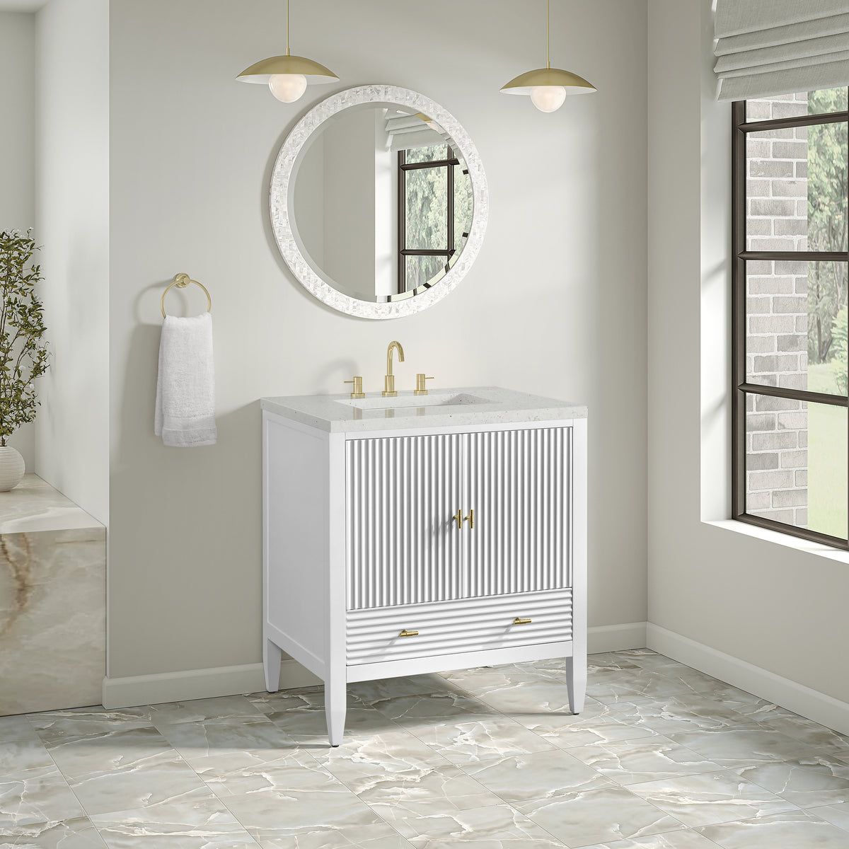 James Martin Myrrin 30" Single Bathroom Vanity, Bright White, view 24