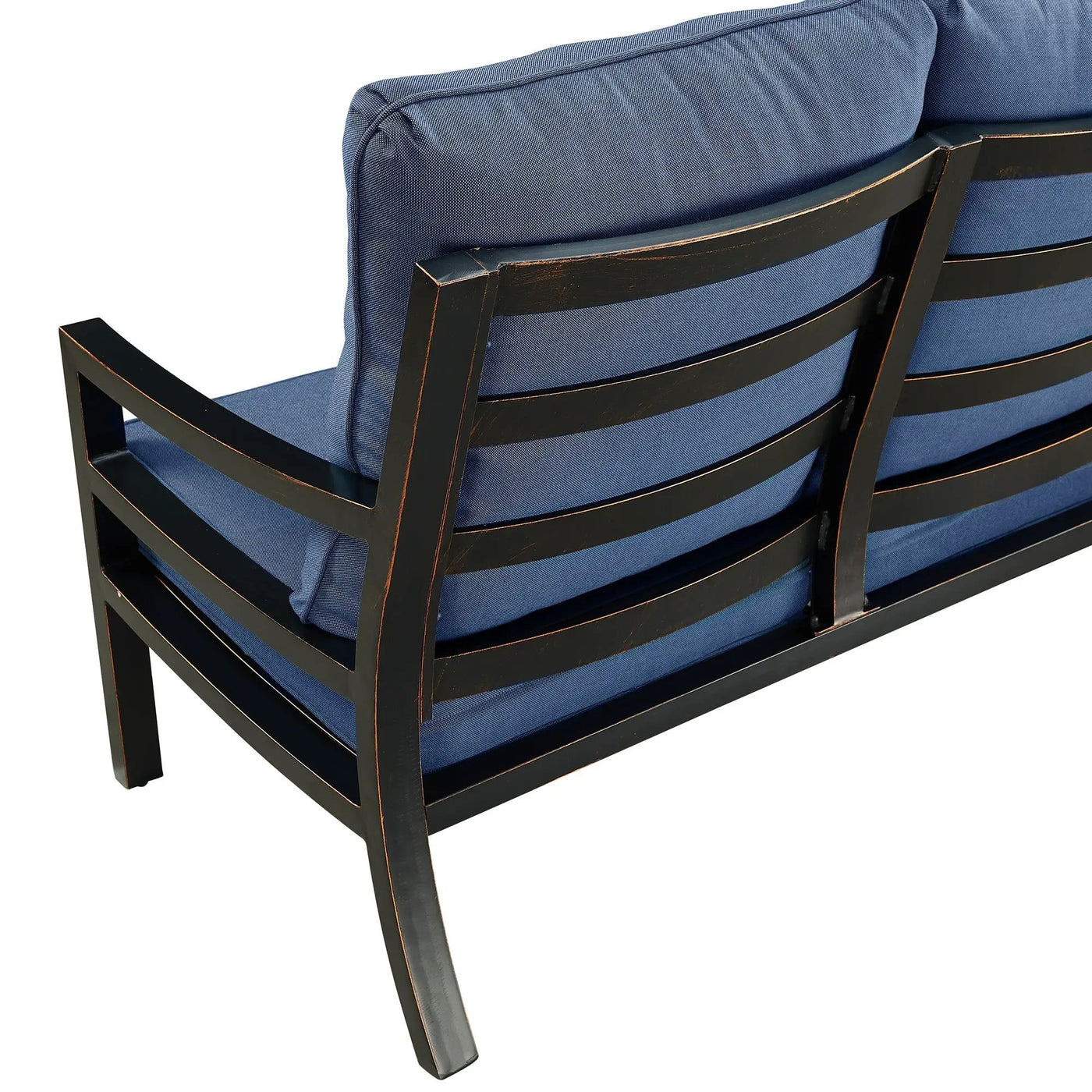 Black Aluminum Deep Seating Loveseat with Cushions by Sharicks