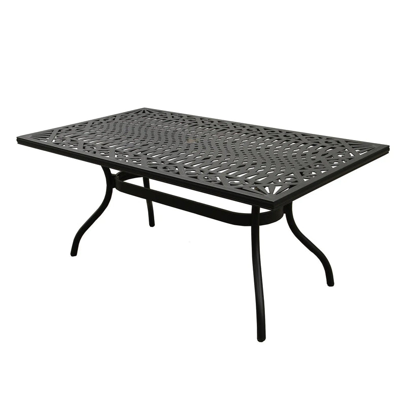 Outdoor Aluminum 7pc Black Rectangular Patio Dining Set and Six Chairs by Sharicks