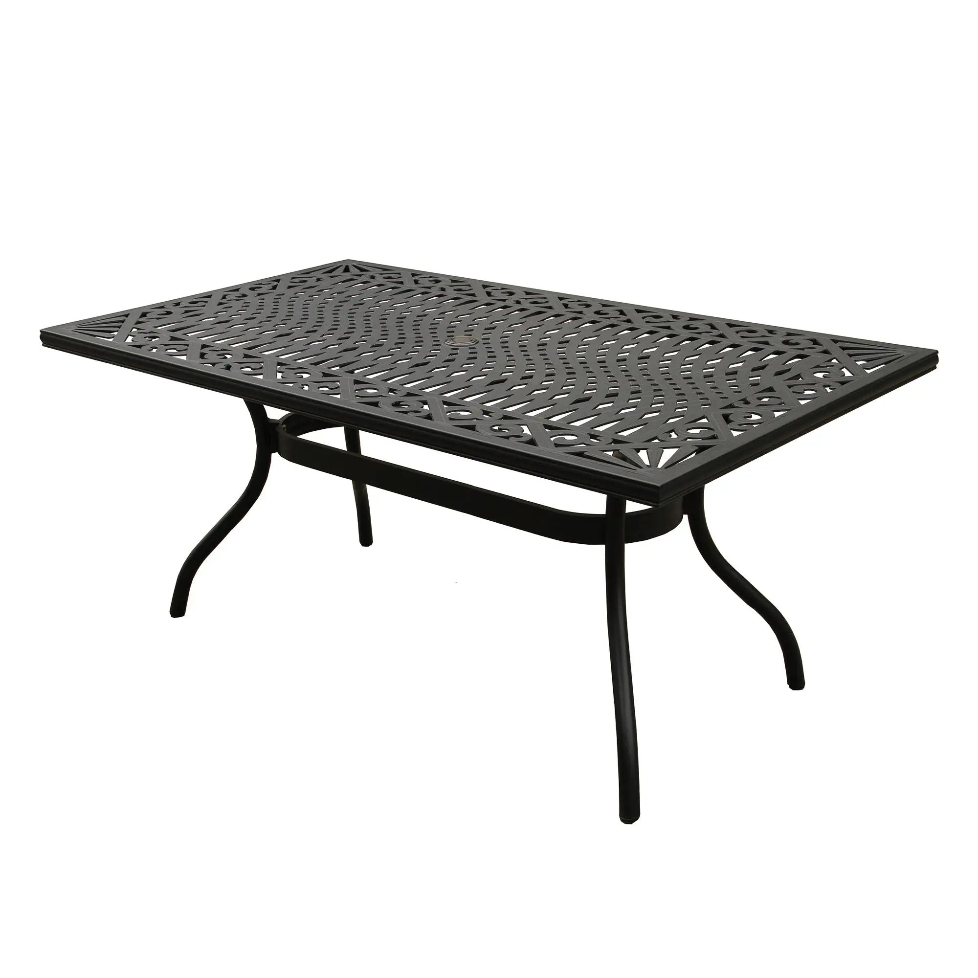 Outdoor Aluminum 7pc Black Rectangular Patio Dining Set and Six Chairs by Sharicks