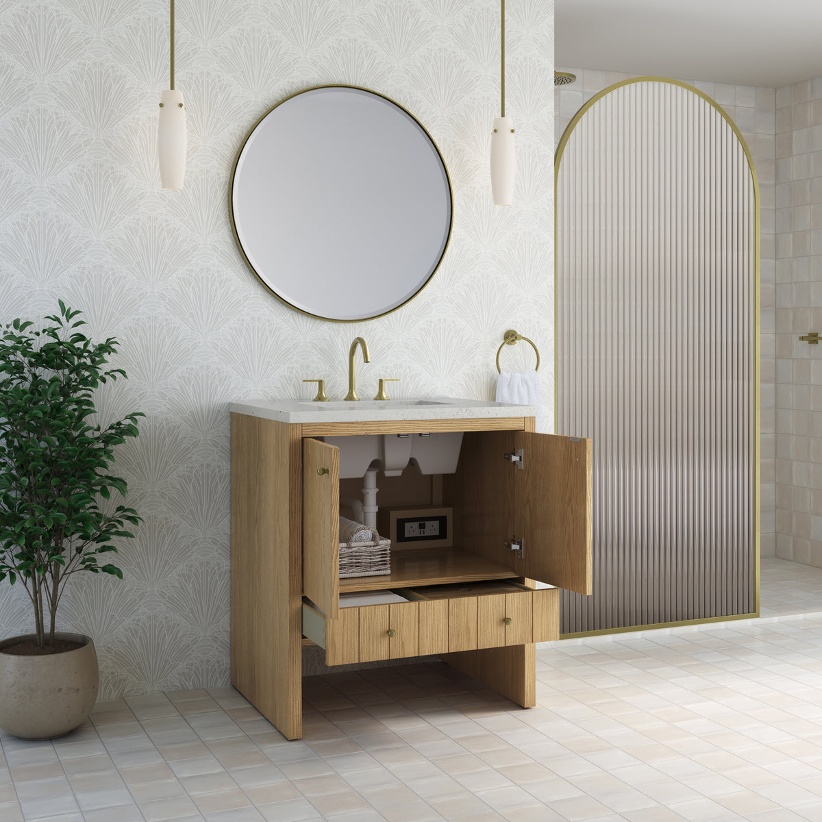 James Martin Hudson 30" Single Bathroom Vanity, Light Natural Oak, view 27