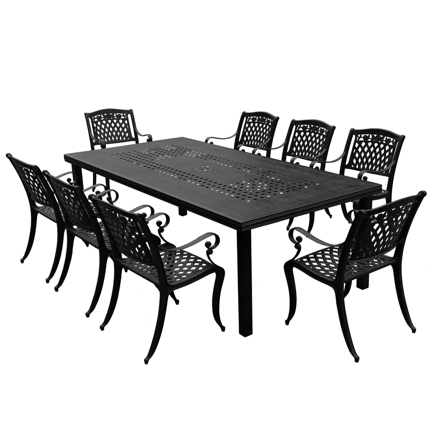 Outdoor Aluminum 9pc Rectangular Patio Dining Set with Eight Chairs by Sharicks