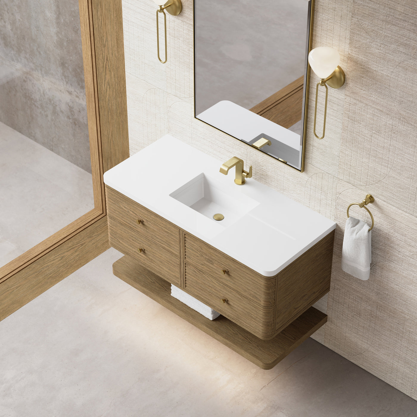 James Martin Allamari 48" Floating Single Bathroom Vanity, Dune Mist by James Martin