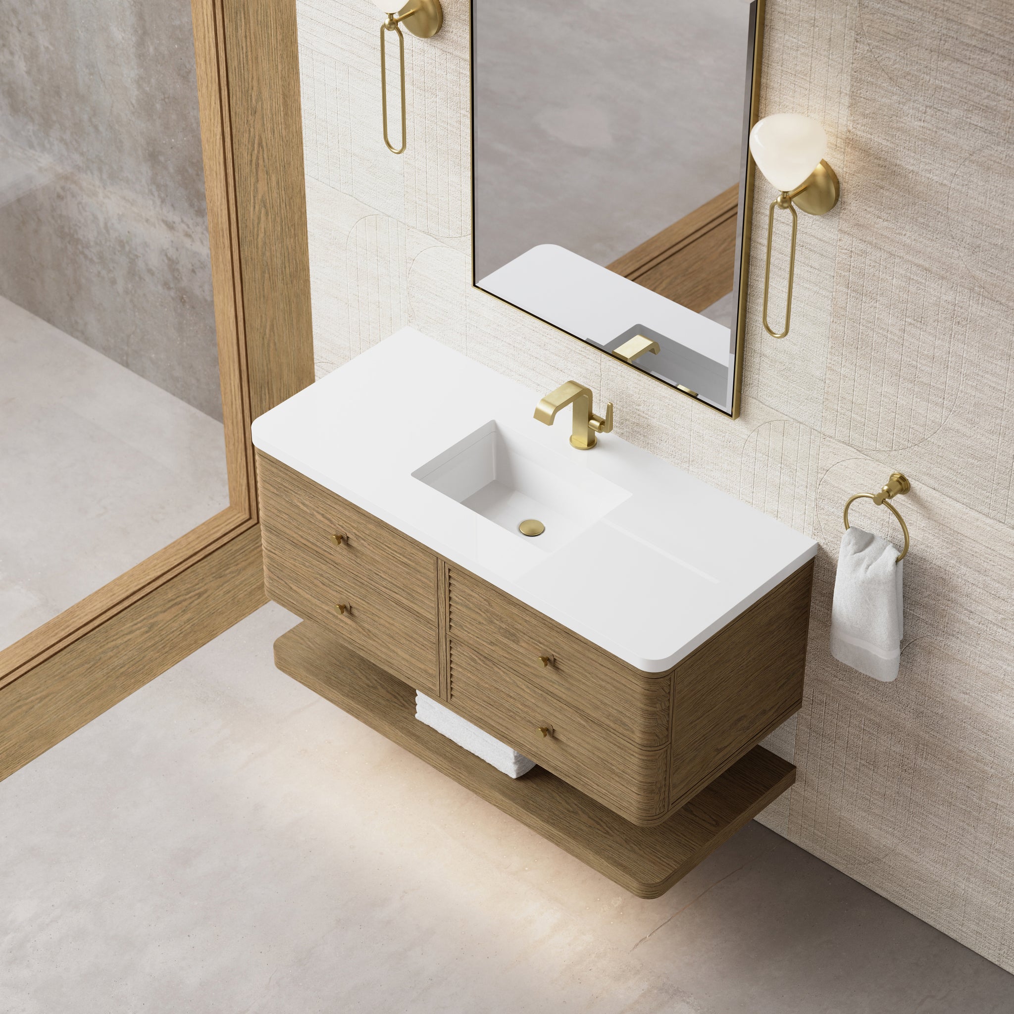 James Martin Allamari 48" Floating Single Bathroom Vanity, Dune Mist by James Martin