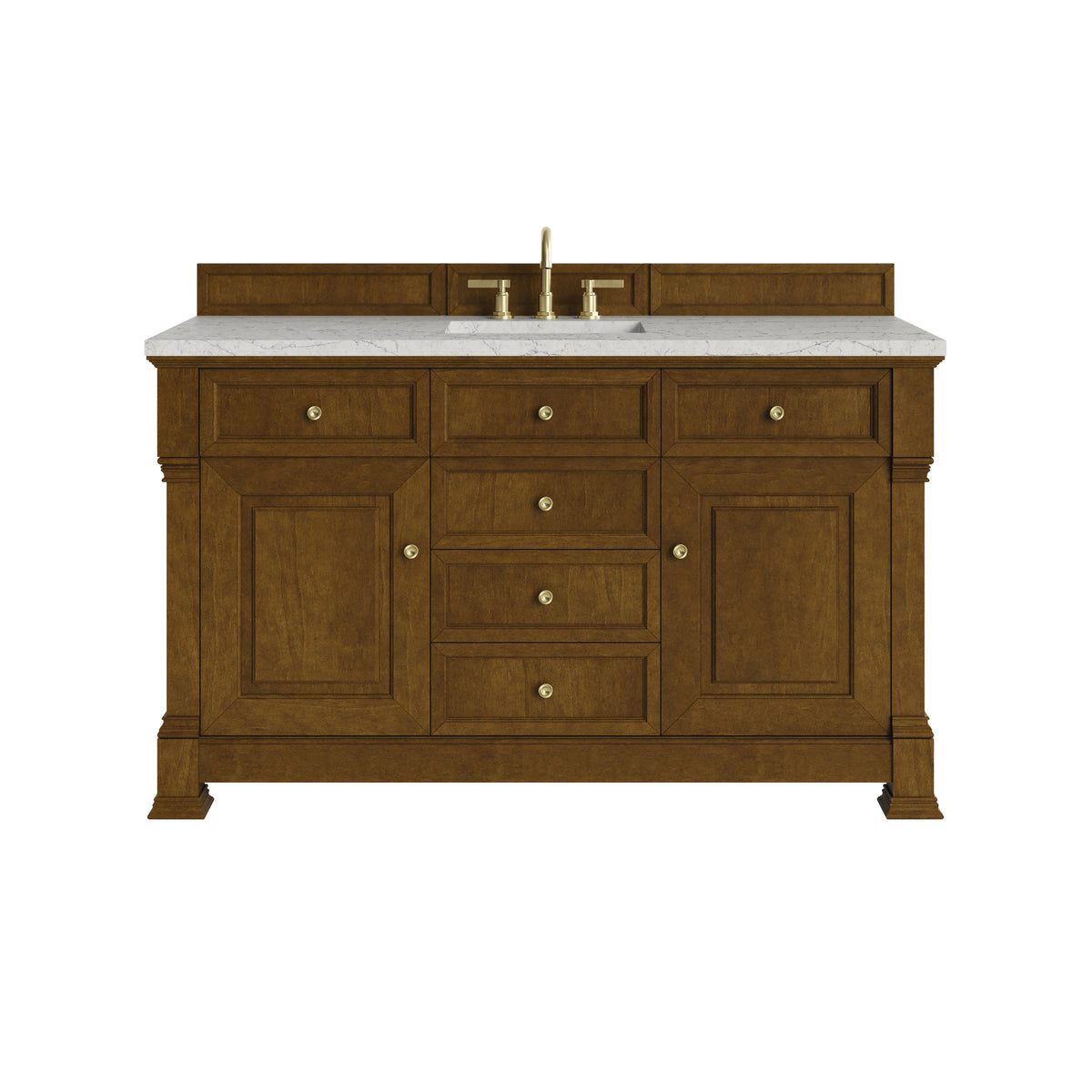 James Martin Brookfield 60" Single Bathroom Vanity, Honey Oak with Eternal Jasmine Pearl countertop