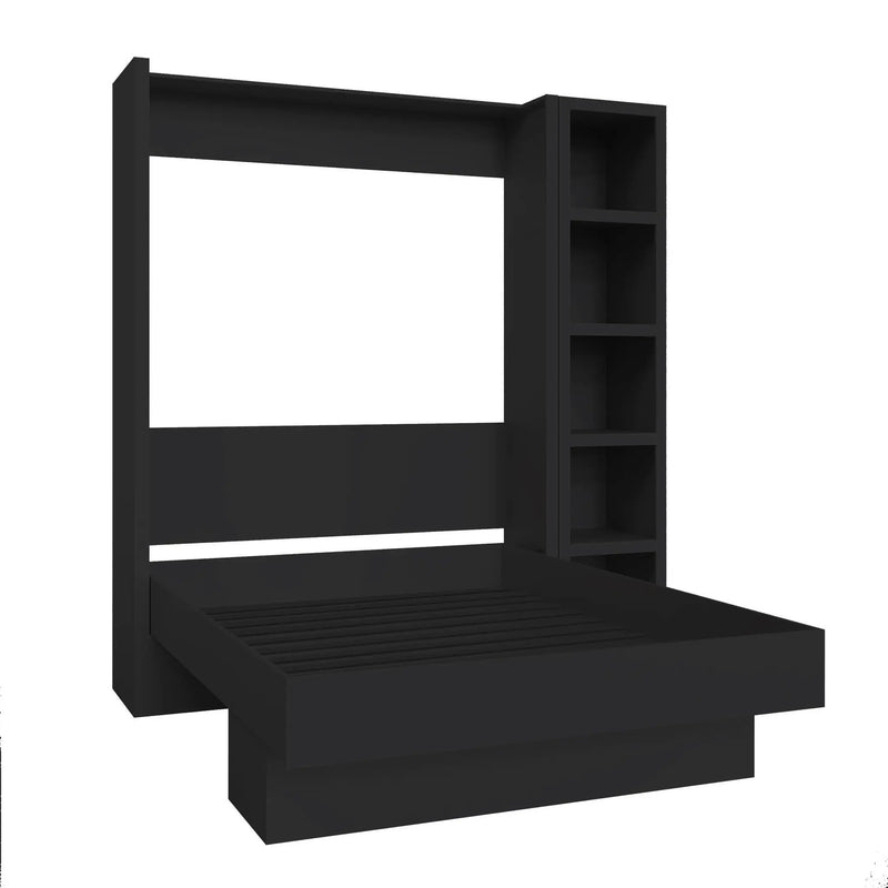 Easy-Lift Full Murphy Wall Bed in Black with Bookshelf by Sharicks