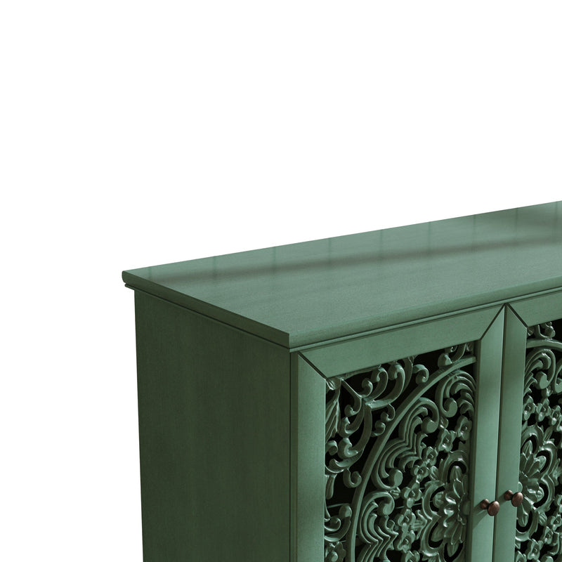 60-Inch Antique Buffet Cabinet with Floral Carvings - Antique Green, photo 18 of 18