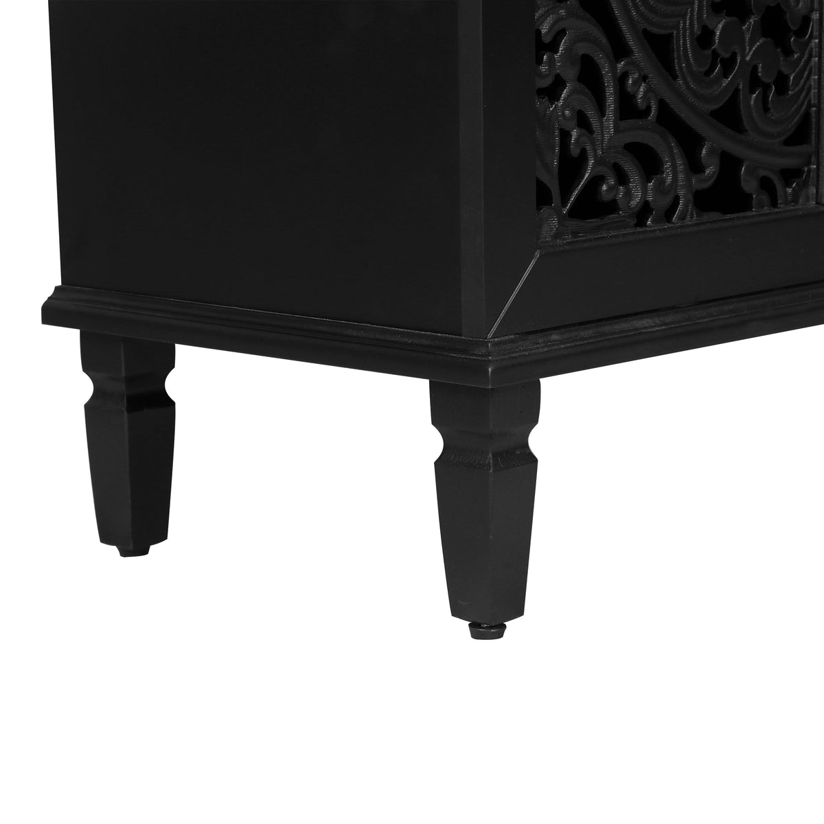 60" Antique Buffet Cabinet with Floral Carvings - Black, photo 19 of 20