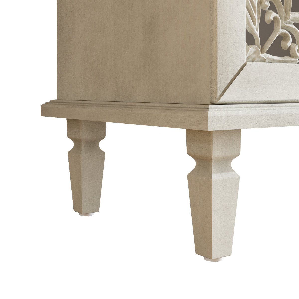 Antique Buffet Cabinet with Floral Carvings and Solid Wood Legs - Antique Grey White, photo 19 of 20