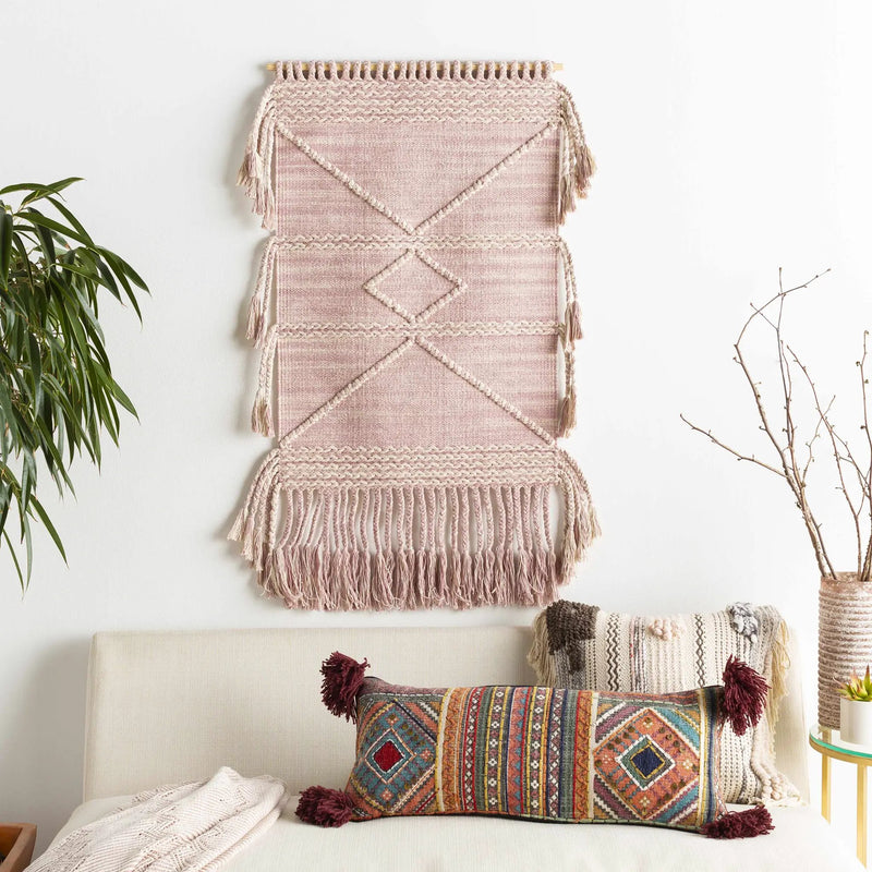 Lenorah Pink&White Textured Throw Pillow - Clearance by Boutique Rugs