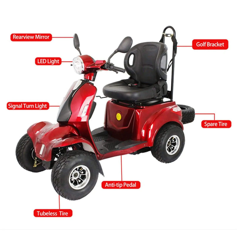 Zvg 4-Wheel 60V/20AH Electric Golf Senior Travel Mobility Scooter For Adults, 440LBS (SAK91582) by SAKSBY WHOLESALE
