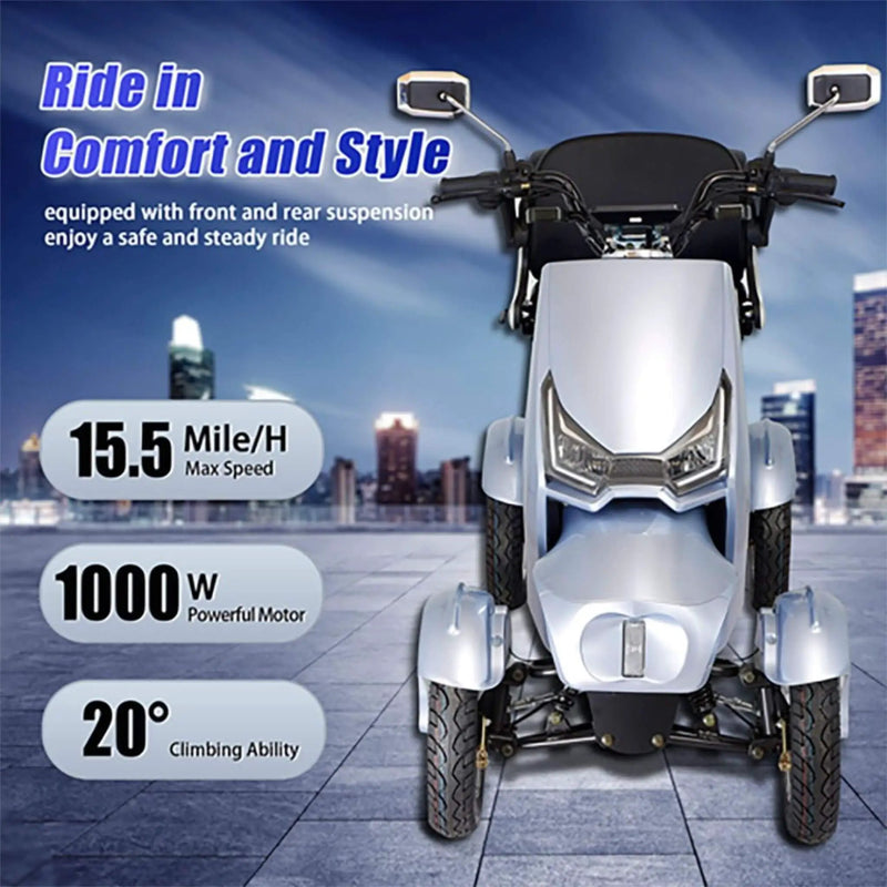 Zvg Heavy-Duty 1000W 60V/20AH 330LBS Four-Wheel All-Terrain Travel Mobility Scooter [SN-4L] (SAK97245) by SAKSBY WHOLESALE