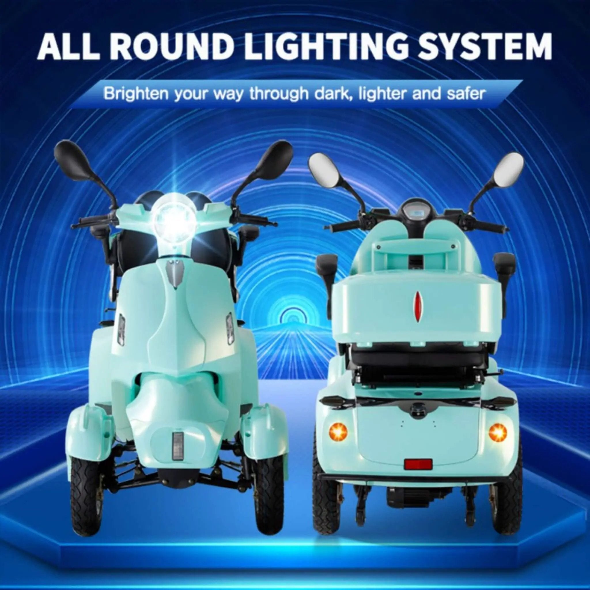 Zvg Heavy-Duty 800W 60V20AH Four Wheel All-Terrain Travel Mobility Scooter For Adults And Seniors, 500LBS (SAK97156) by SAKSBY WHOLESALE
