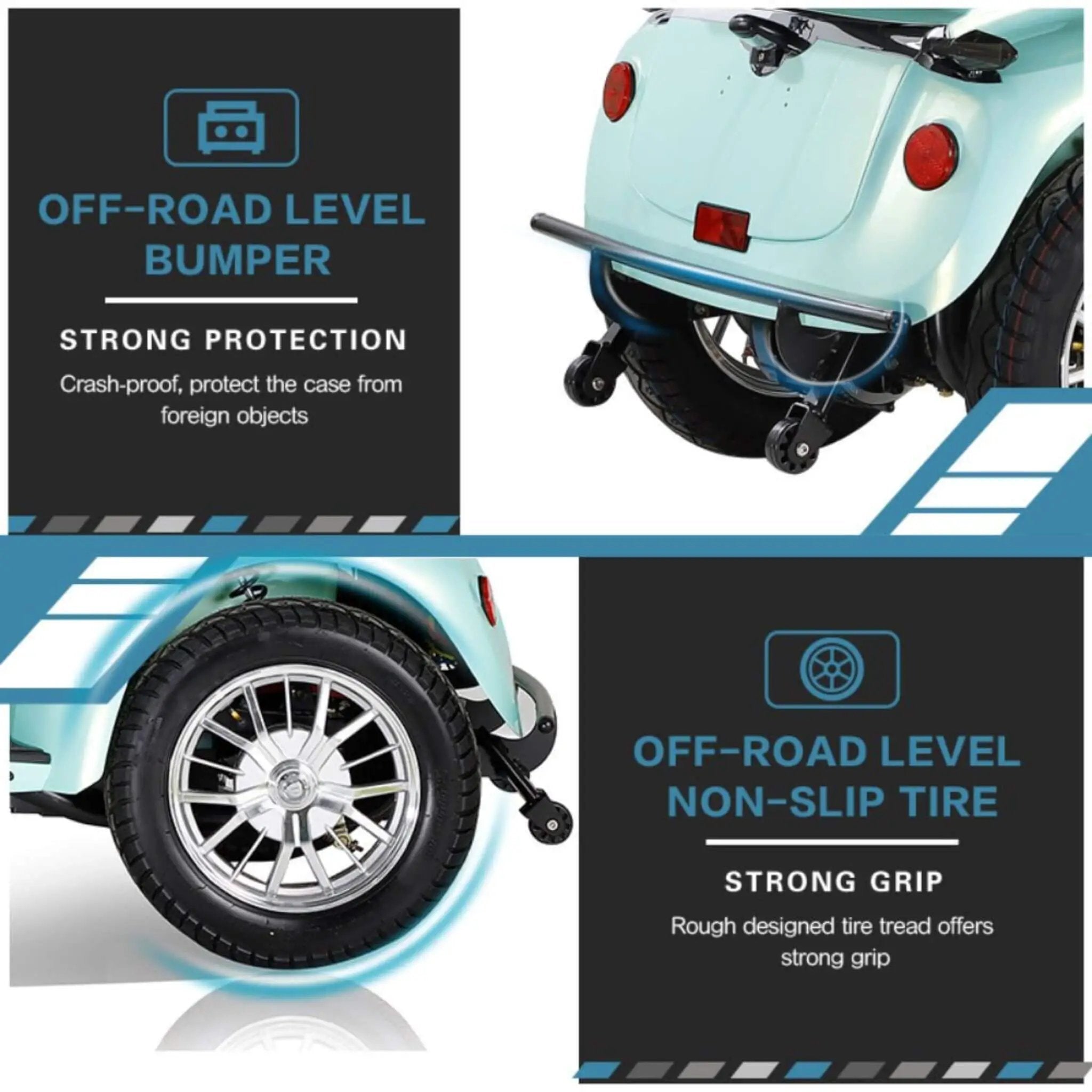 Zvg Heavy-Duty 800W 60V20AH Four Wheel All-Terrain Travel Mobility Scooter For Adults And Seniors, 500LBS (SAK97156) by SAKSBY WHOLESALE