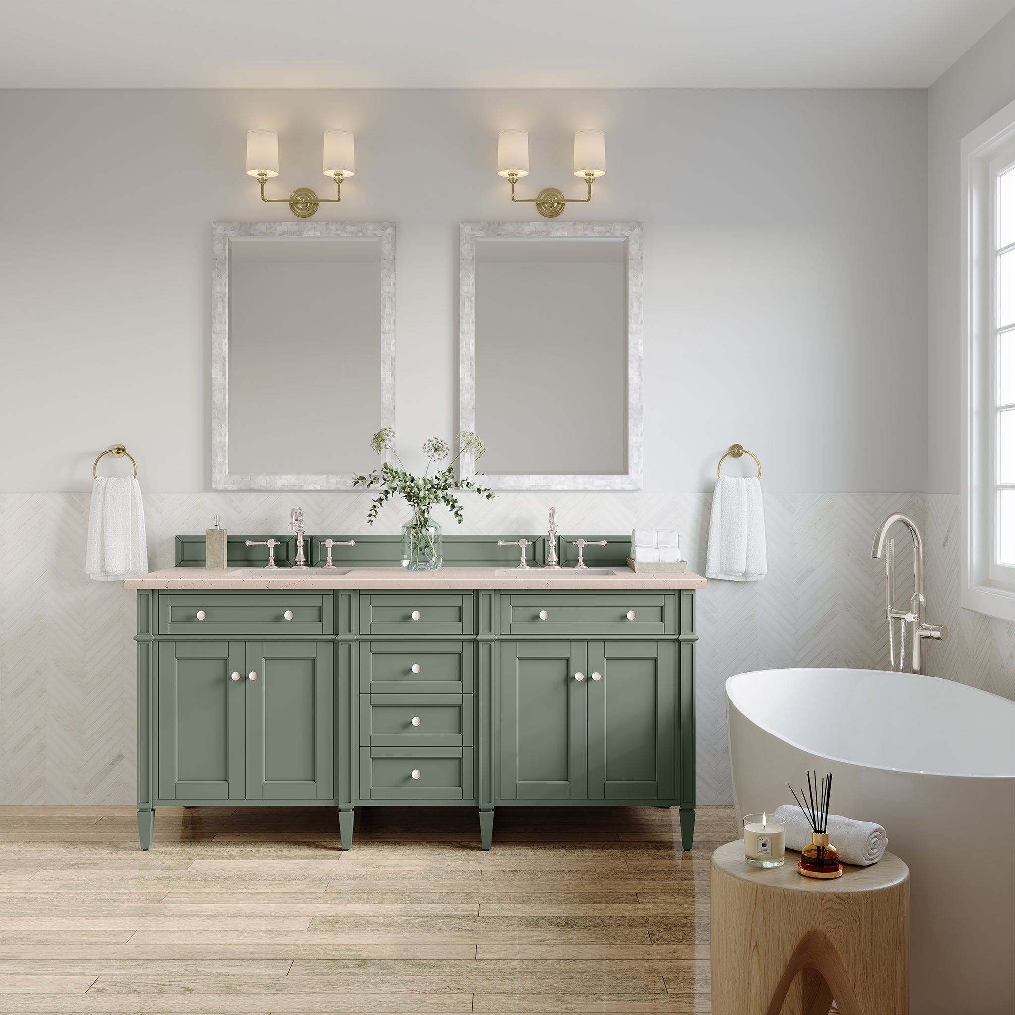James Martin Brittany 72" Double Bathroom Vanity, Smokey Celadon by James Martin
