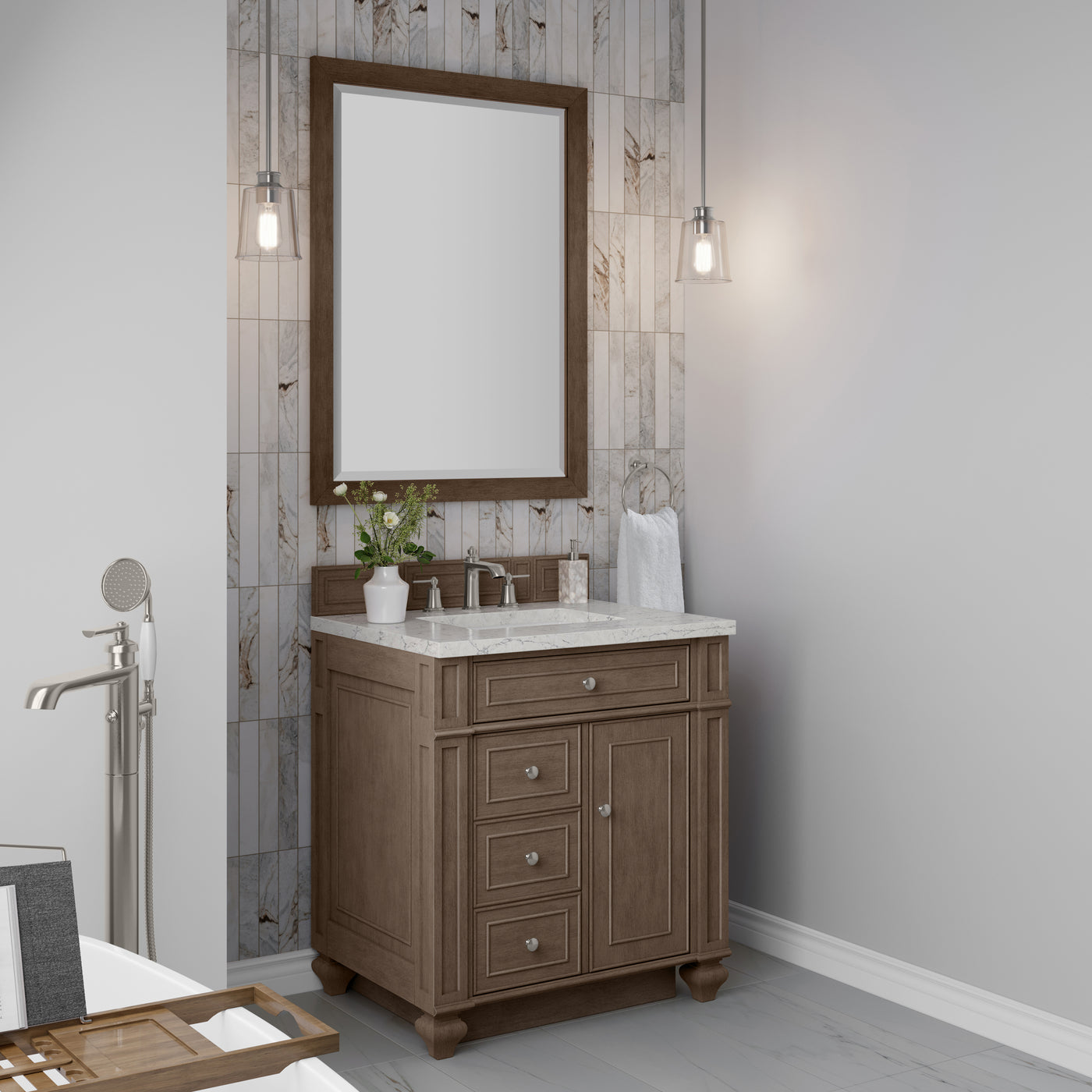James Martin Bristol 30" Single Bathroom Vanity, Whitewashed Walnut, view 35