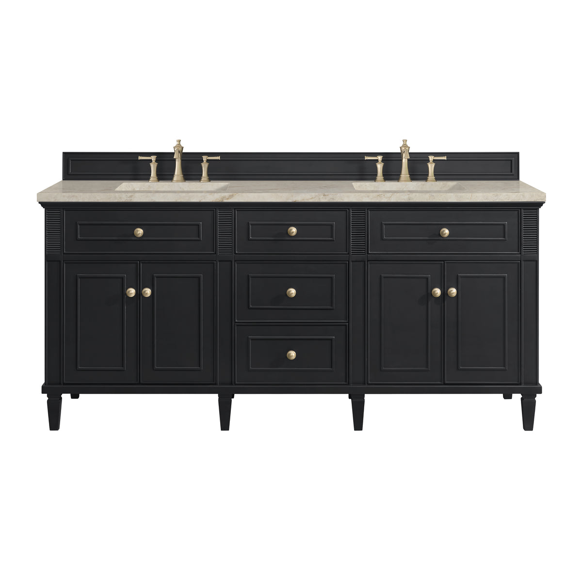 James Martin Lorelai 72" Double Bathroom Vanity, Black Onyx with Tajnar countertop