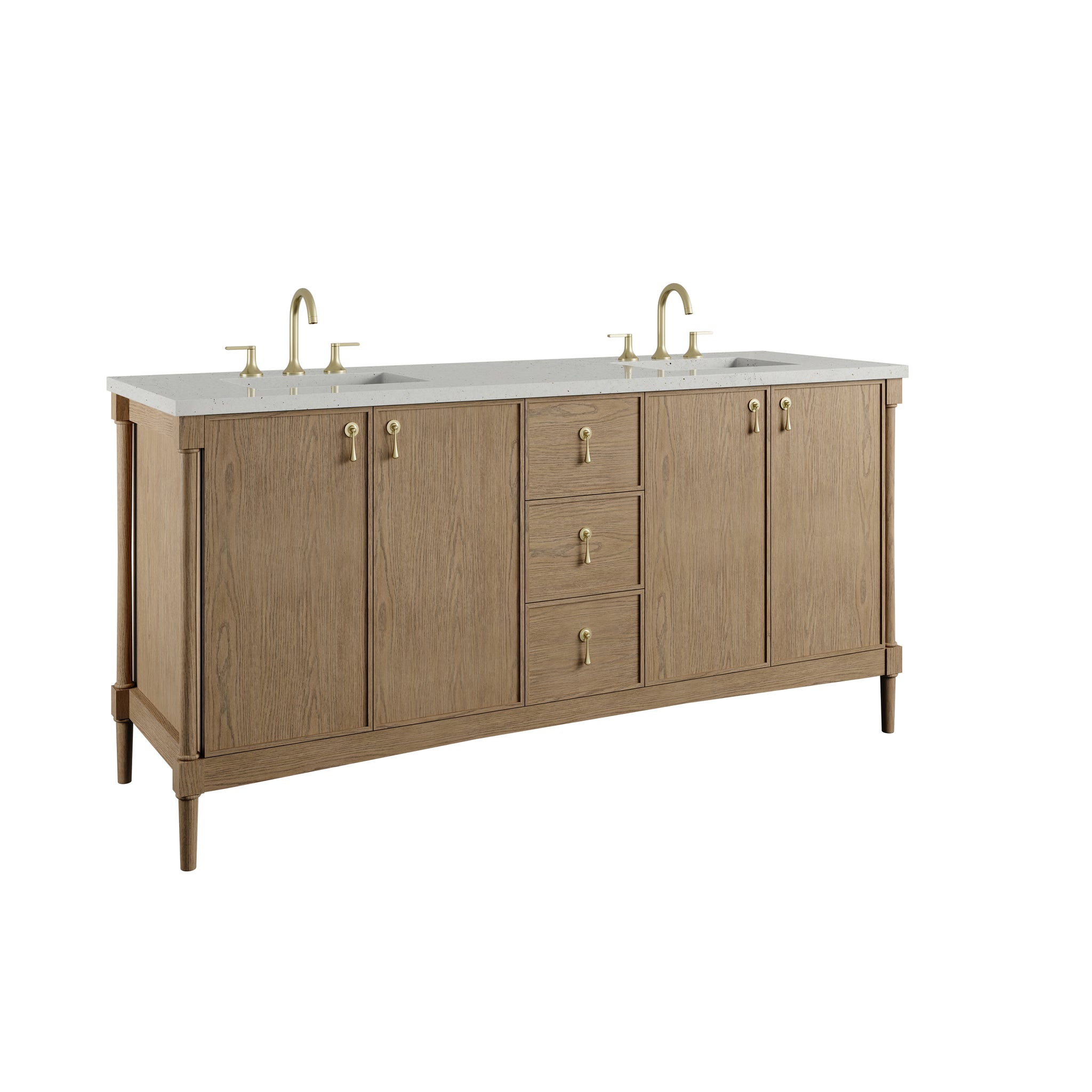 James Martin Kinnsden 72" Double Bathroom Vanity, Weathered Oak by James Martin
