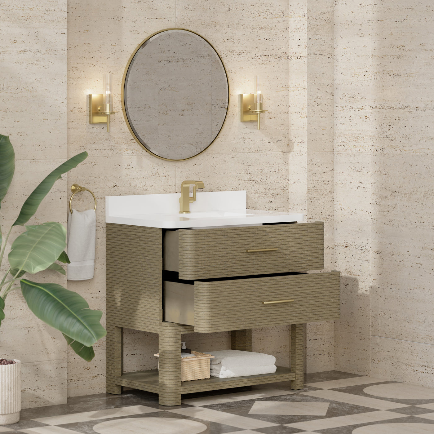 James Martin Lucian 36" Single Bathroom Vanity, Pebble Oak, view 23