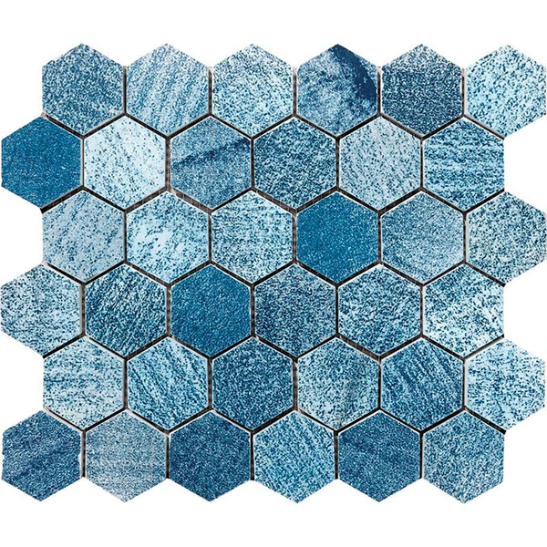 Patchwork Textured Hexagon Marble Mosaic 10 3/8×12