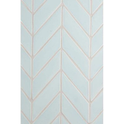 Seafoam Glossy Chevron Ceramic Tile 2×6