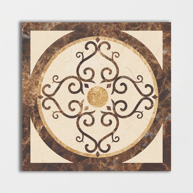 Square Aluminum Backed Multi Finish Imperial Marble Medallions 36