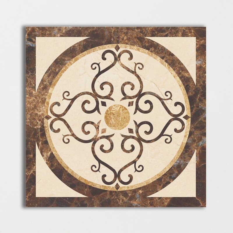 Square Aluminum Backed Multi Finish Imperial Marble Medallions 48