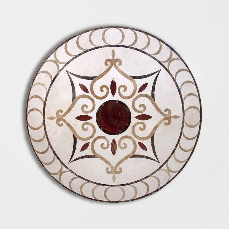 Round Aluminum Backed Multi Finish Sonoma Marble Medallions 36