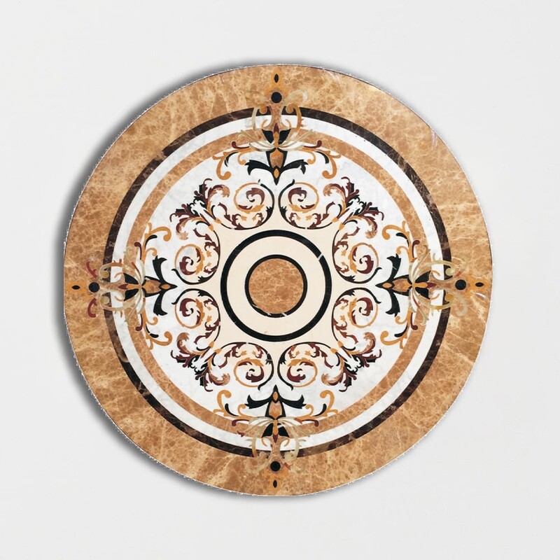 Round Aluminum Backed Multi Finish Canvas Marble Medallions 48