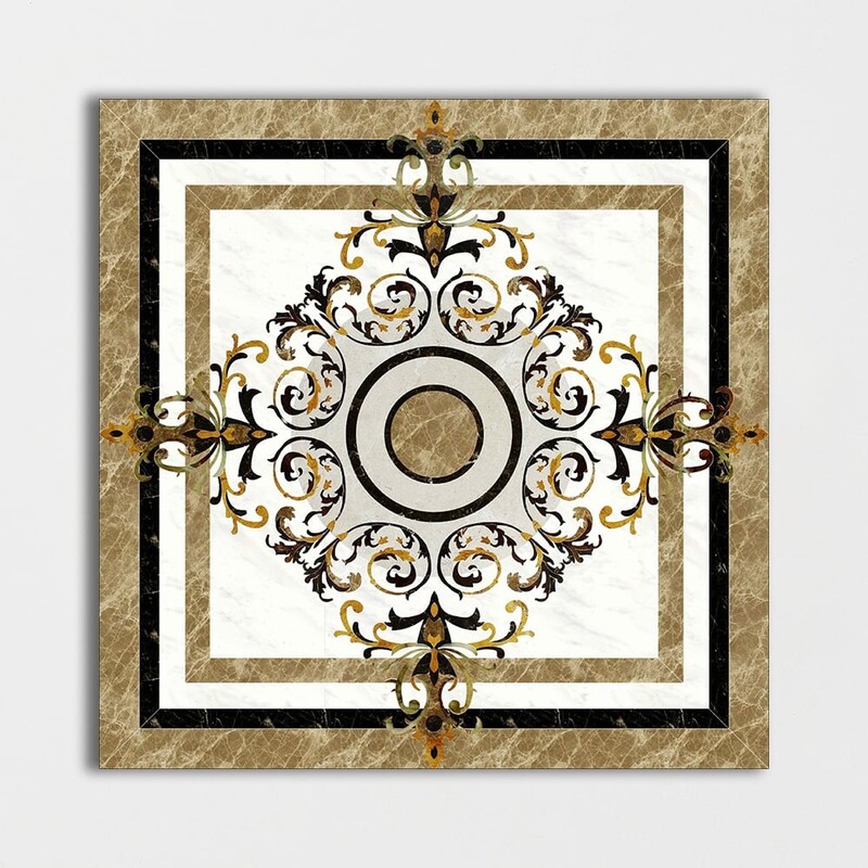 Square Aluminum Backed Multi Finish Canvas Marble Medallions 48