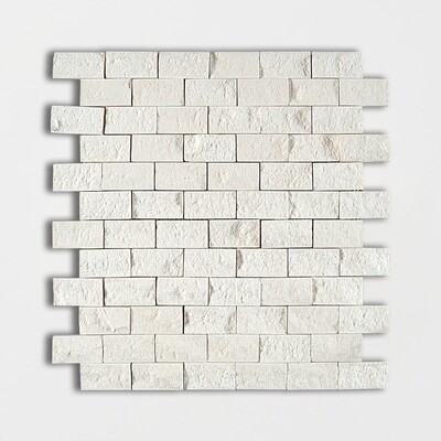 Paris Rock Face 1×2 Limestone Mosaic 12 5/8×12 5/8