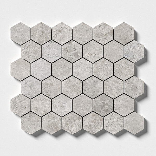 Silver Mystique Polished Hexagon Marble Mosaic 10 3/8×12