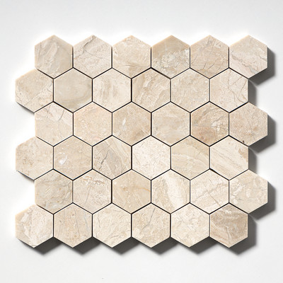 Royal Beige Polished Hexagon Marble Mosaic 10 3/8×12