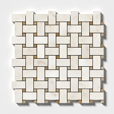 European Sugar Polished Basket Weave Marble Mosaic 12×12