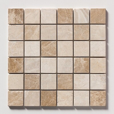 Geneve, Rome Blend Tumbled 2×2 Marble Mosaic 12×12